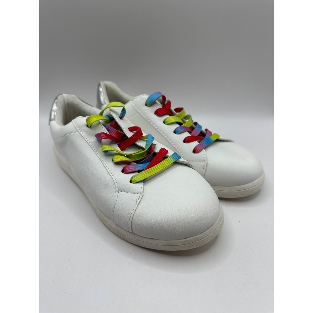 Torrid Size 8W White Sneakers with Ombre Rainbow Laces Pride